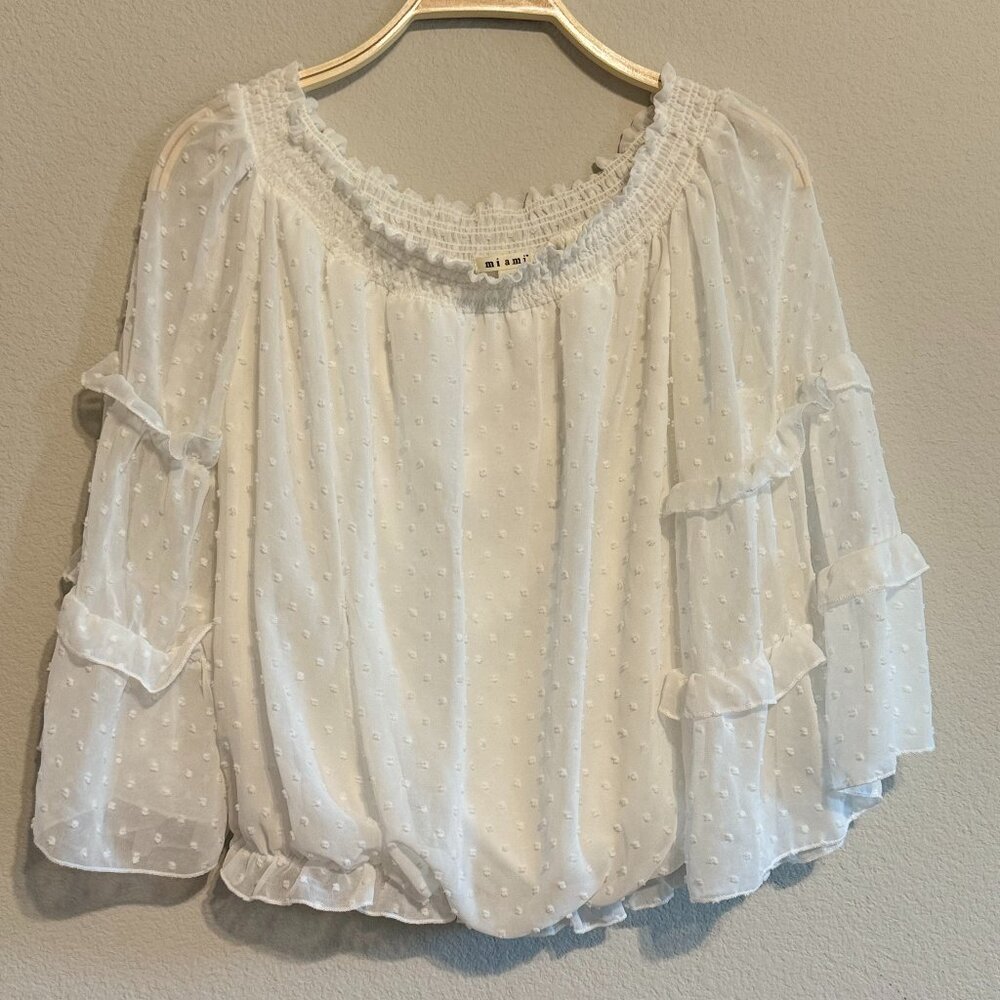 White Flowy Off Shoulder Blouse